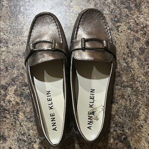 Anne Klein Metallic Penny Loafers Size 10